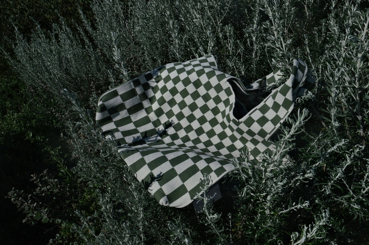 Liburan Large Checkered Tote Bag – Moss/Cream