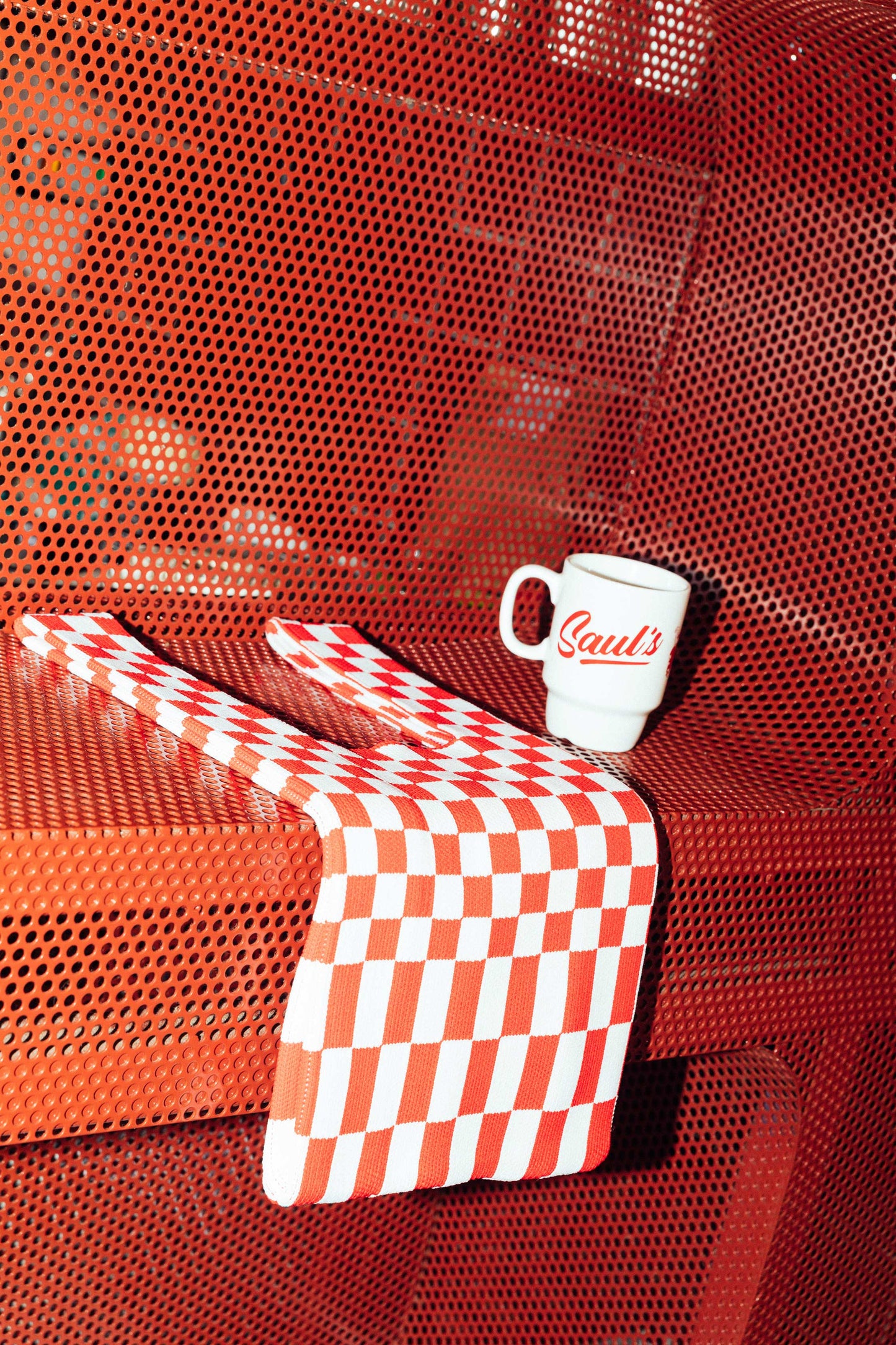 SAUL'S x LIBURAN XS Checkered Tote Bag – Red/White
