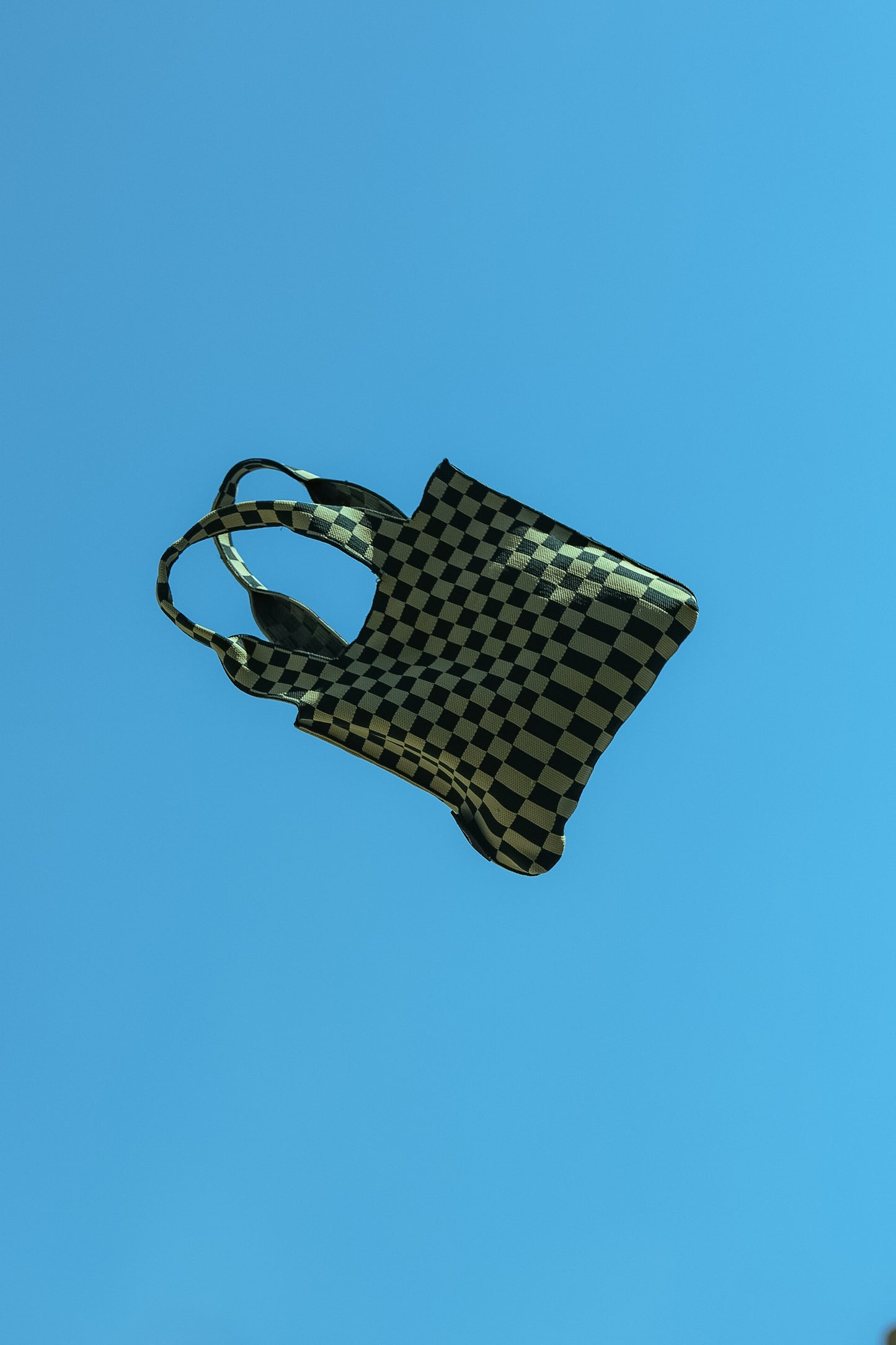 Liburan Large Checkered Tote Bag — Brown/Oat