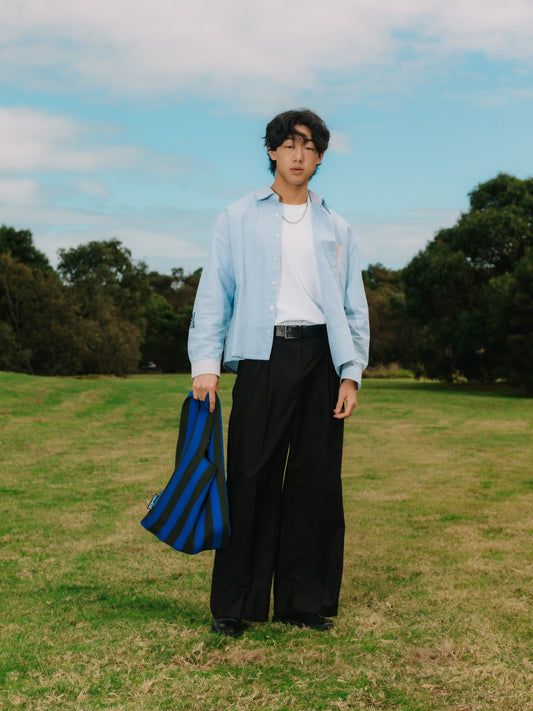 Liburan XXL Stripe Tote Bag – Khaki/Blue