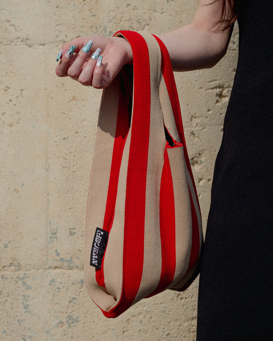 Liburan XS Striped Tote Bag – Red/Oat