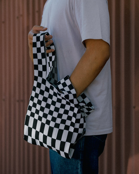 Liburan XS Checkered Tote Bag – Black/White