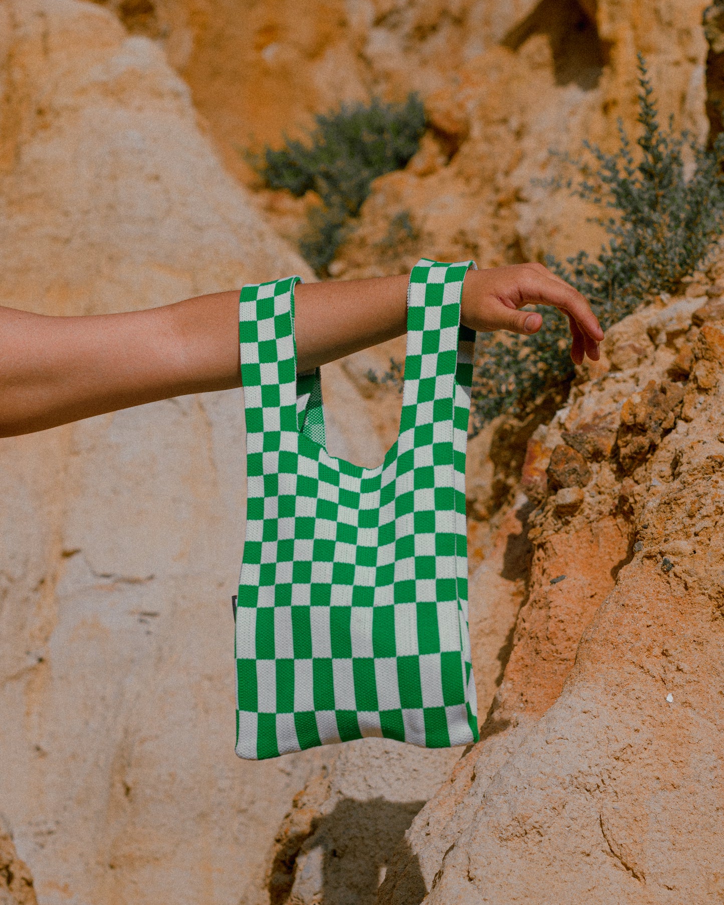 Liburan XS Checkered Tote Bag – Green/White